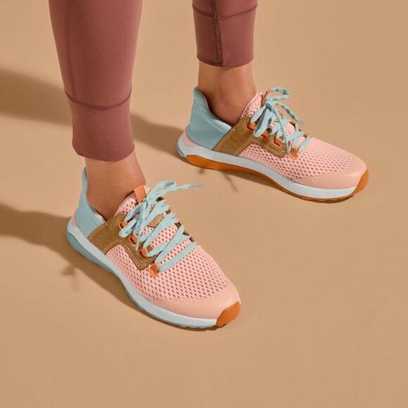 Olukai Sporty Wailuku Women’s Athletic Mesh Sneaker Orange Peach Swell Teal - Picture 1 of 13
